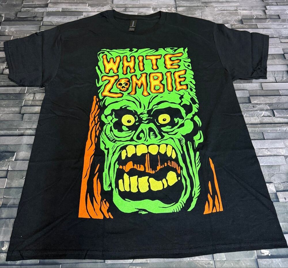 RARE WHITE ZOMBIE BAND TEE GREEN/ORANGE